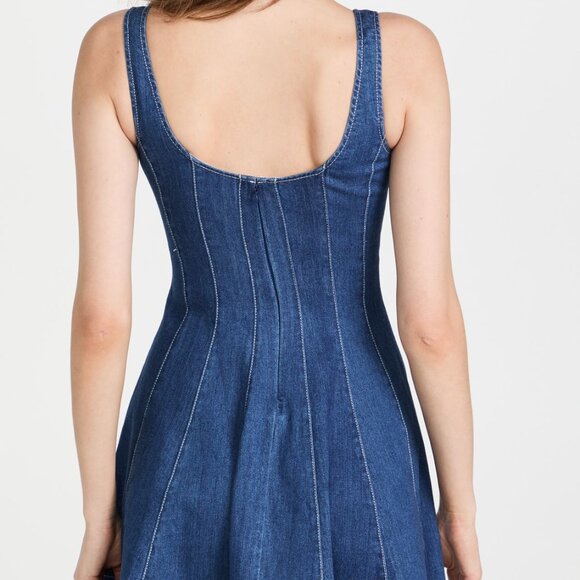 STAUD - Mini Wells Dress in Medium Wash Denim - Picture 3 of 10